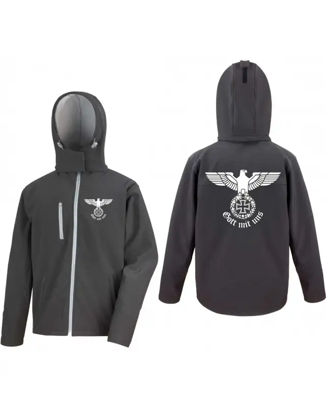 Bestickte Herren Softshell Kapuzenjacke (Gott mit uns) Bild 3