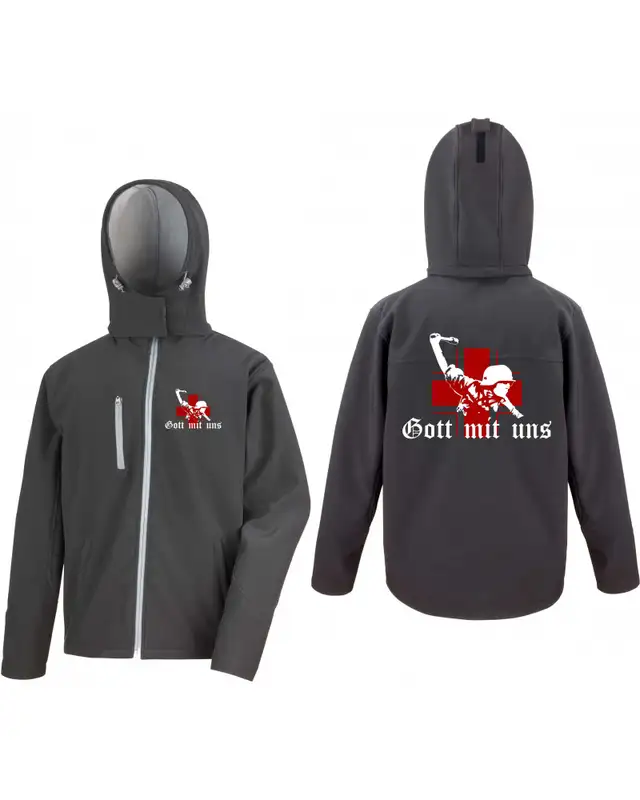 Bestickte Herren Softshell Kapuzenjacke (Gott mit uns, Soldat) Bild 3