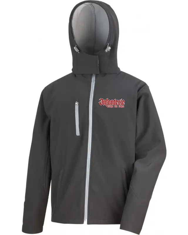 Bestickte Herren Softshell Kapuzenjacke (Infanterie, Königin aller Waffen)