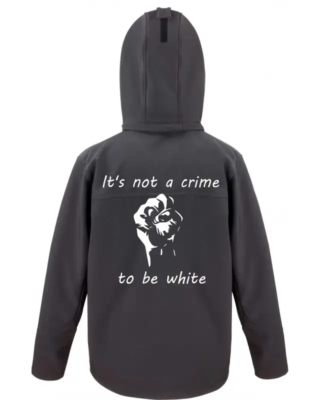 Bestickte Herren Softshell Kapuzenjacke (Its not a crime to be white) Bild 2
