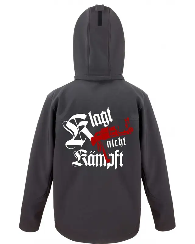 Bestickte Herren Softshell Kapuzenjacke (Klagt nicht kämpft, Ak47) Bild 2