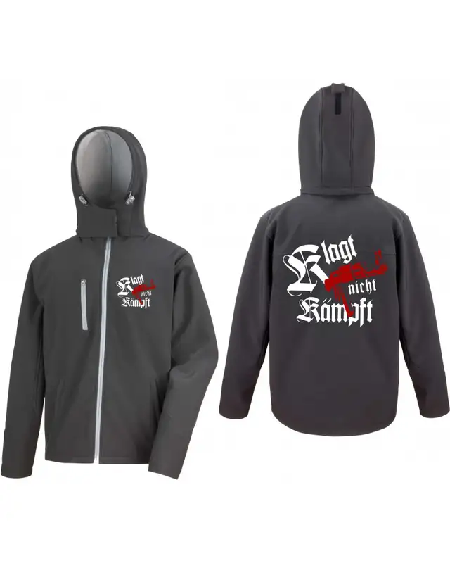 Bestickte Herren Softshell Kapuzenjacke (Klagt nicht kämpft, Ak47) Bild 3