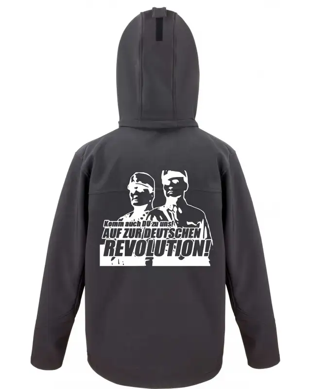 Bestickte Herren Softshell Kapuzenjacke (Komm zur Revolution) Bild 2