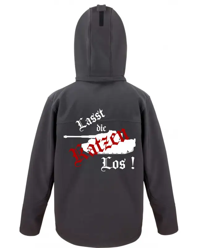 Bestickte Herren Softshell Kapuzenjacke (Lasst die Katzen los) Bild 2