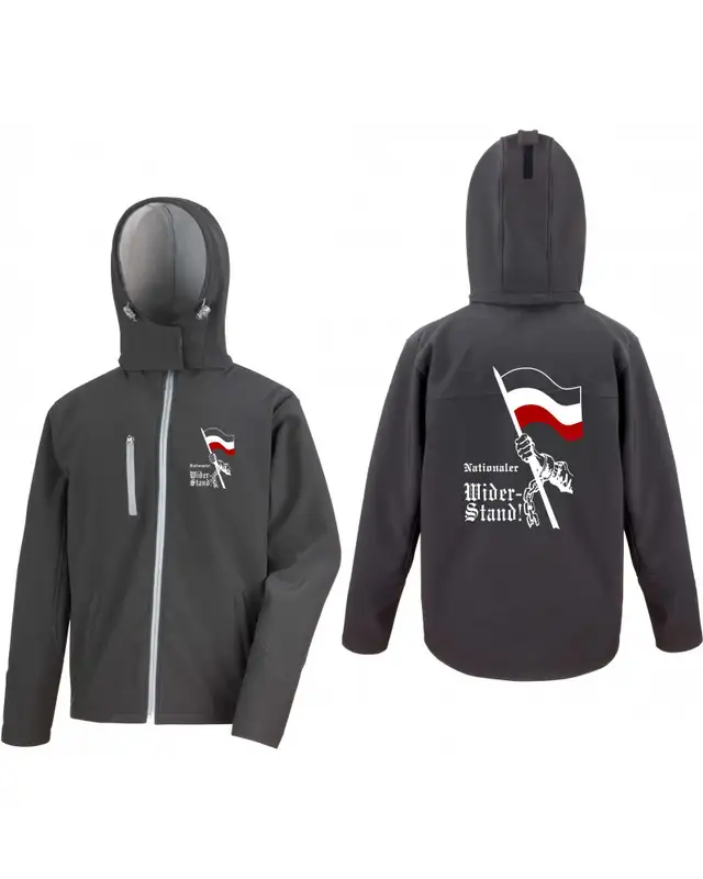 Bestickte Herren Softshell Kapuzenjacke (Nationaler Widerstand, Fahne) Bild 3