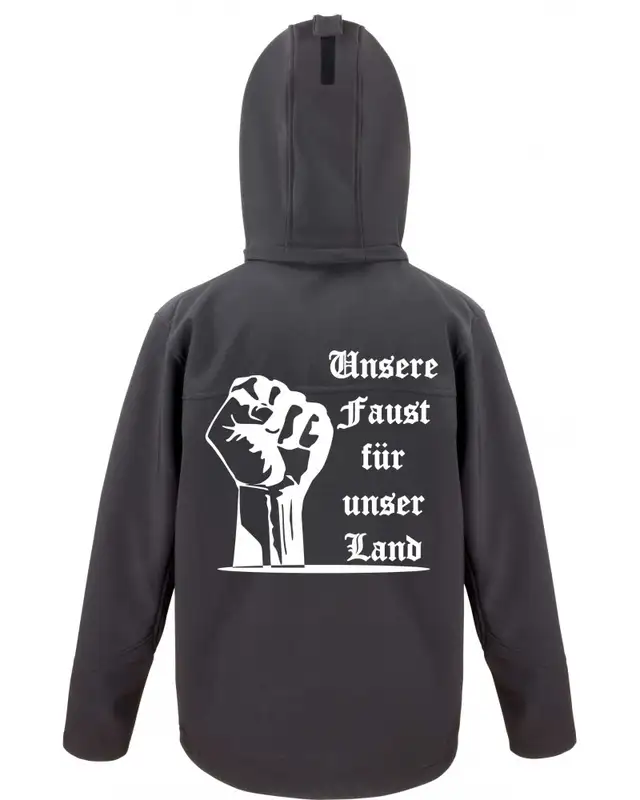 Bestickte Herren Softshell Kapuzenjacke (Unsere Faust für unser Land) Bild 2