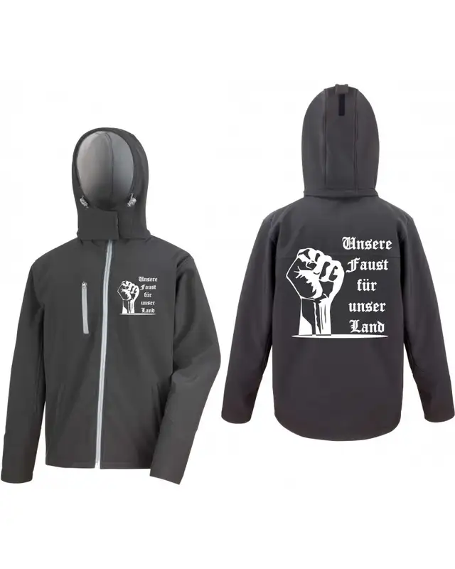 Bestickte Herren Softshell Kapuzenjacke (Unsere Faust für unser Land) Bild 3