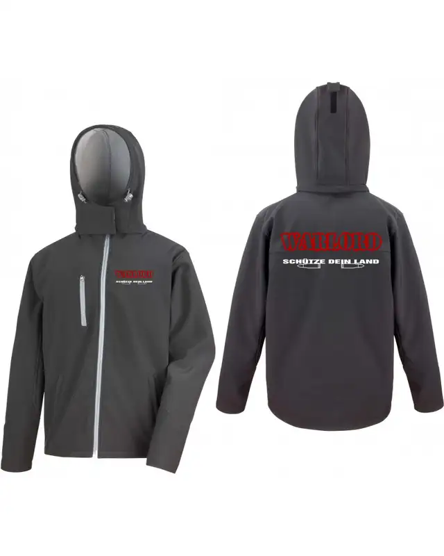Bestickte Herren Softshell Kapuzenjacke (Warlord, schütze dein Land) Bild 3