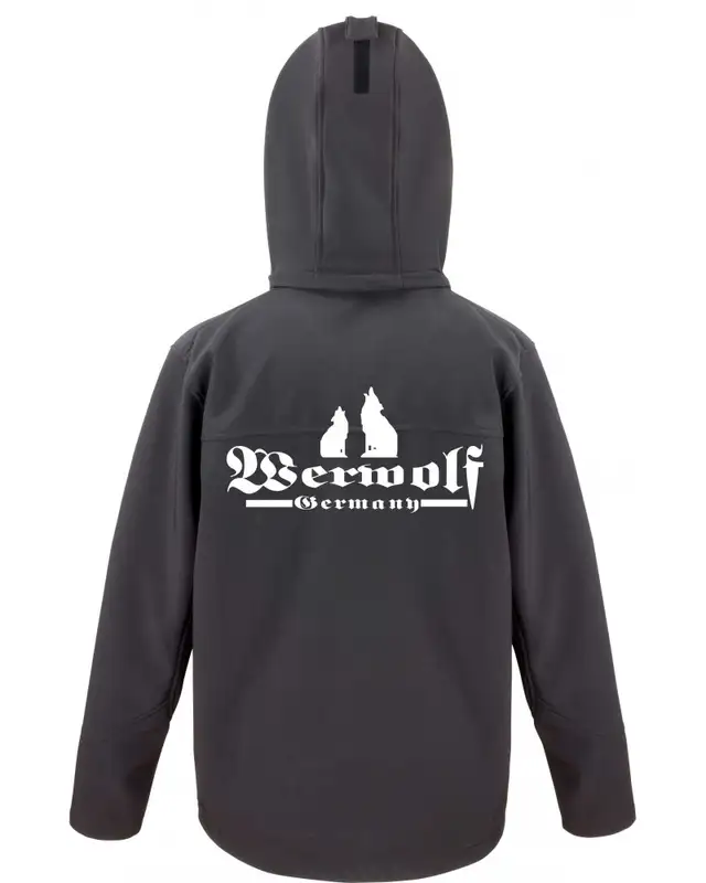 Bestickte Herren Softshell Kapuzenjacke (Werwolf Germany mit Wolf) Bild 2