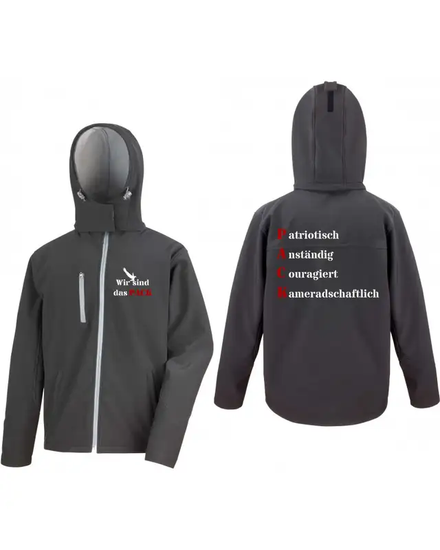 Bestickte Herren Softshell Kapuzenjacke (Wir sind das Pack) Bild 3