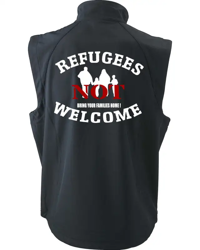 Bestickte Herren Weste (Refugees not welcome) Bild 2