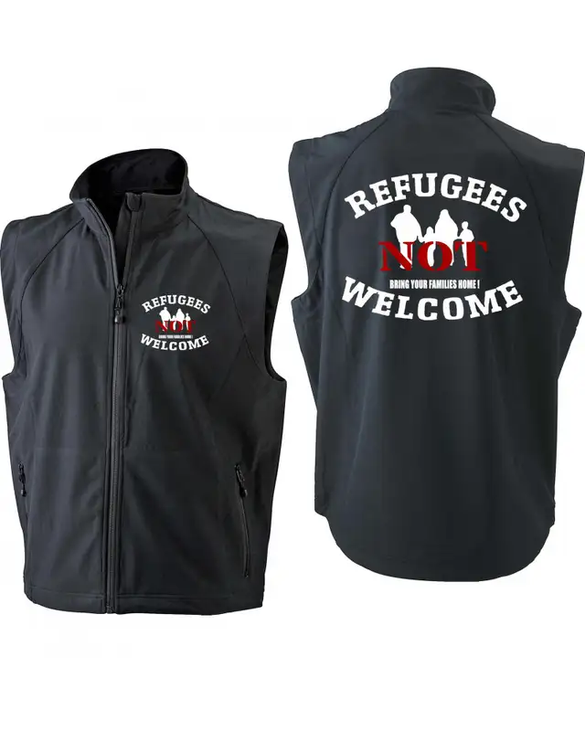 Bestickte Herren Weste (Refugees not welcome) Bild 3