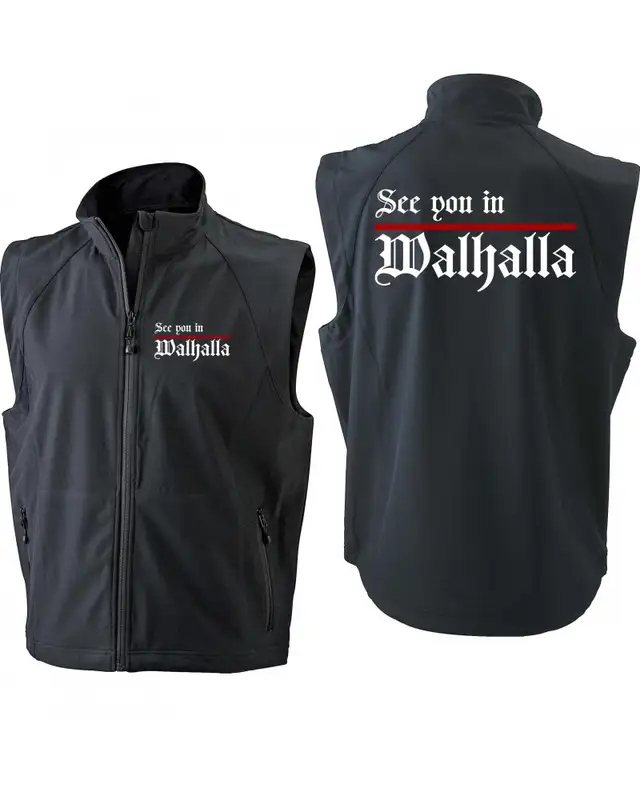 Bestickte Herren Weste (See you in Walhalla, Strich) Bild 3