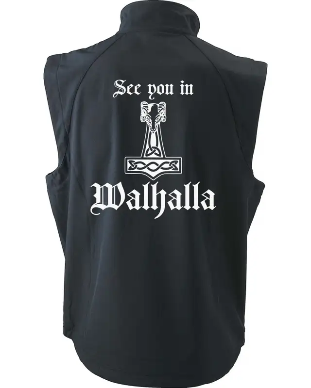 Bestickte Herren Weste (See you in Walhalla Thorhammer) Bild 2