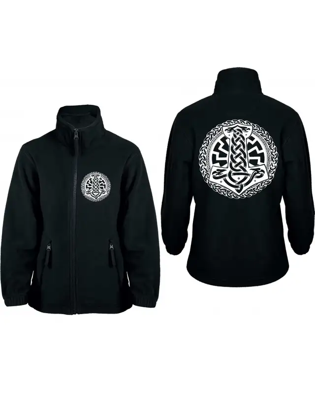 Bestickte Kinder Fleecejacke (Schwarze Sonne, Thorhammer) Bild 3