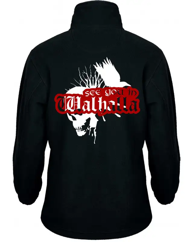 Bestickte Kinder Fleecejacke (See you in Walhalla, Totenkopf) Bild 2