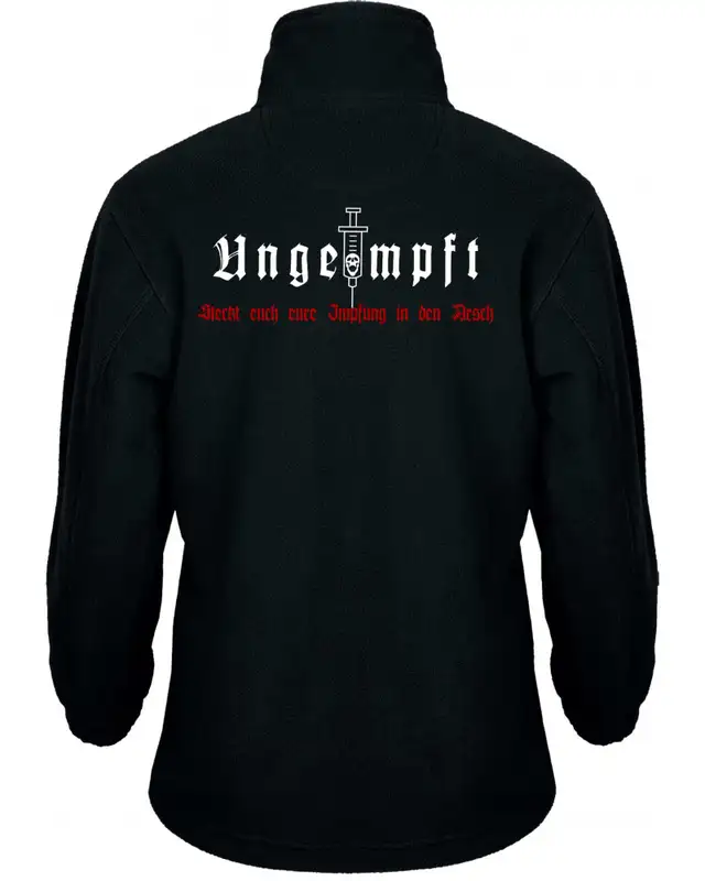 Bestickte Kinder Fleecejacke (Ungeimpft, Steckt euch eure Impfung in den Arsch) Bild 2