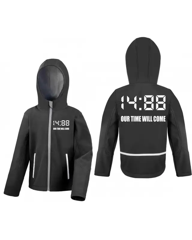 Bestickte Kinder Softshell Kapuzenjacke (1488 Our time will come) Bild 3