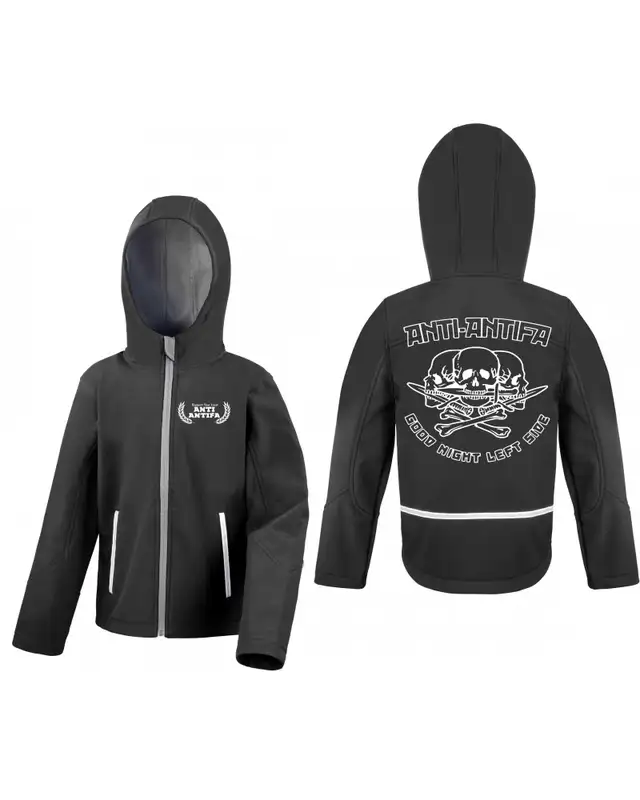 Bestickte Kinder Softshell Kapuzenjacke (Anti-Antifa) Bild 3