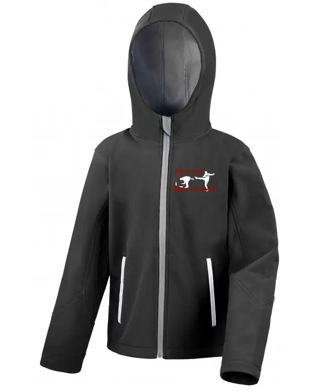 Bestickte Kinder Softshell Kapuzenjacke (Antifa heißt Opfer bringen)