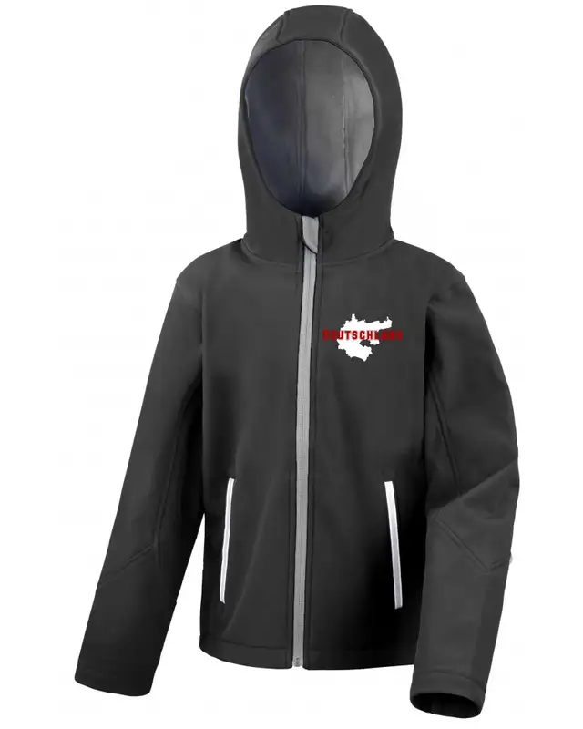 Bestickte Kinder Softshell Kapuzenjacke (Aus liebe zur Heimat)