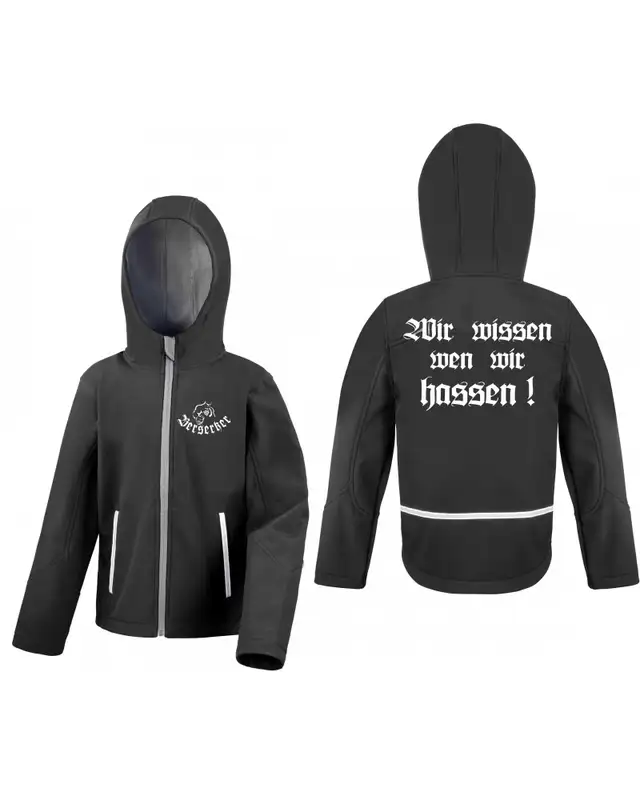 Bestickte Kinder Softshell Kapuzenjacke (Berserker) Bild 3
