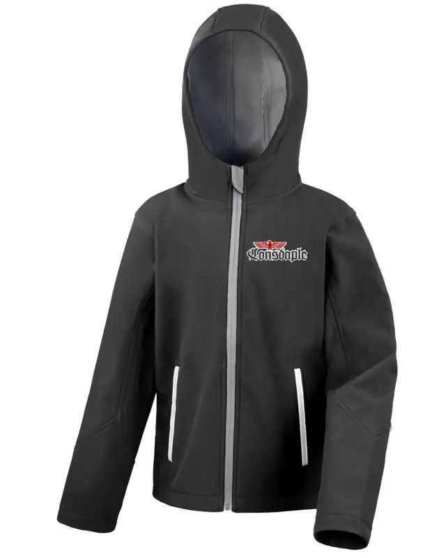 Bestickte Kinder Softshell Kapuzenjacke (Consdaple, Adler 2018)