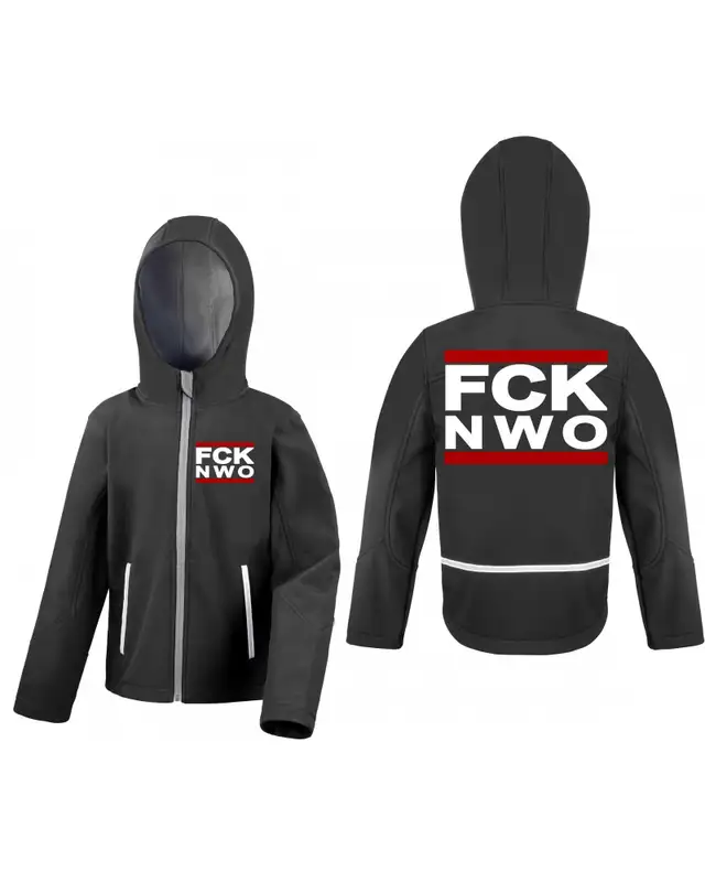 Bestickte Kinder Softshell Kapuzenjacke (FCK NWO) Bild 3
