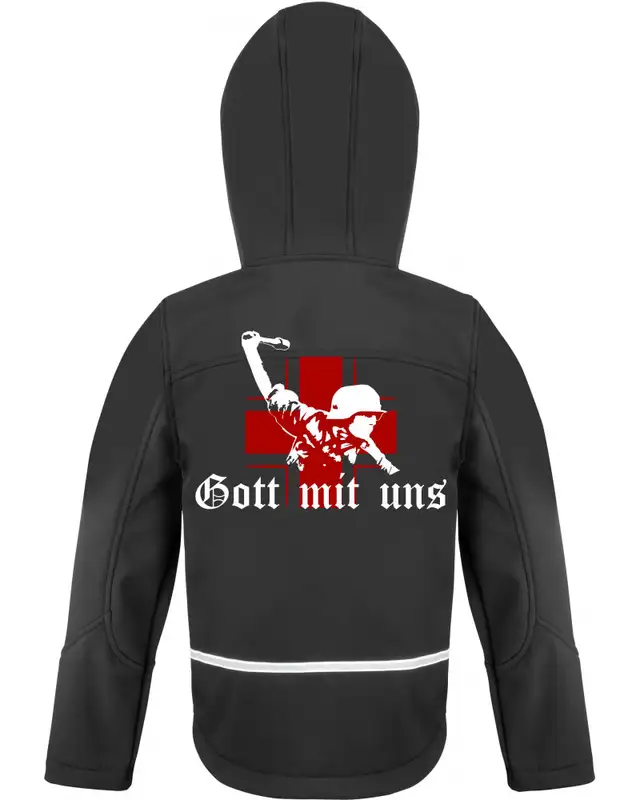 Bestickte Kinder Softshell Kapuzenjacke (Gott mit uns, Soldat) Bild 2