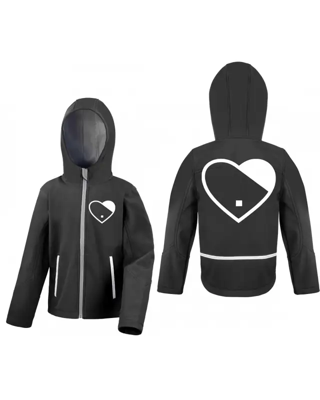 Bestickte Kinder Softshell Kapuzenjacke (Herz) Bild 3