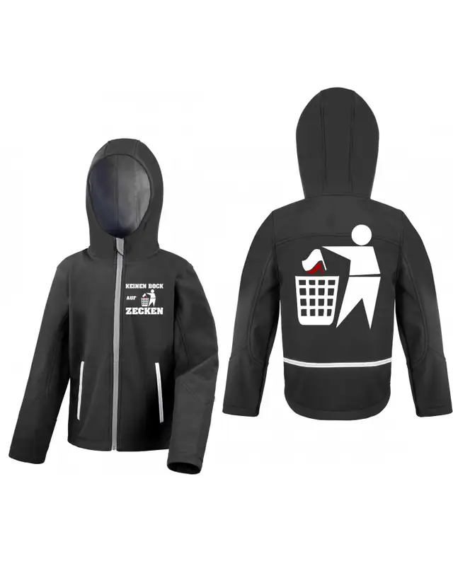 Bestickte Kinder Softshell Kapuzenjacke (Keinen Bock auf Zecken) Bild 3