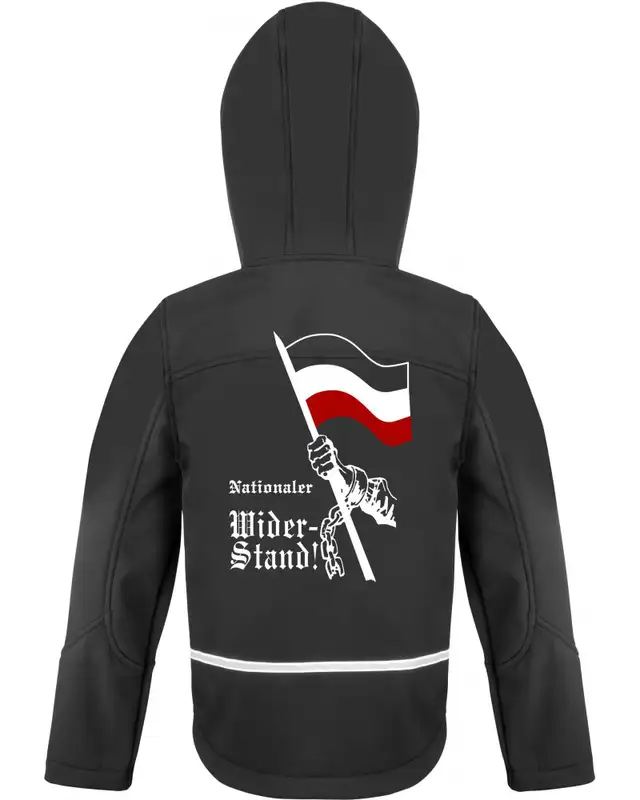 Bestickte Kinder Softshell Kapuzenjacke (Nationaler Widerstand, Fahne) Bild 2