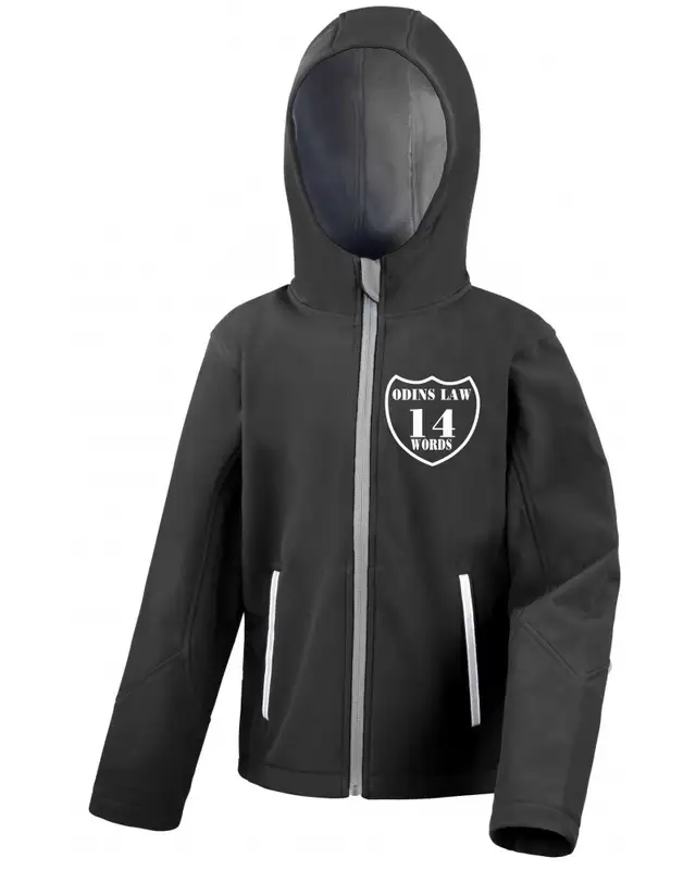Bestickte Kinder Softshell Kapuzenjacke (Odins law)