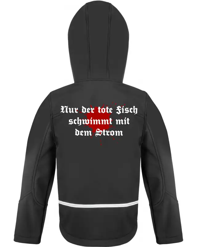 Bestickte Kinder Softshell Kapuzenjacke (Petri Heil) Bild 2