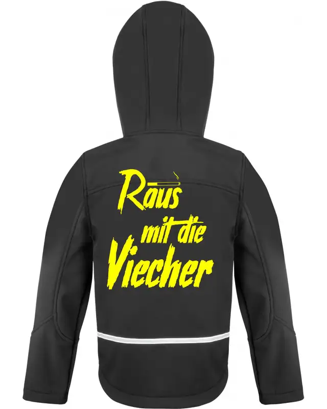 Bestickte Kinder Softshell Kapuzenjacke (Raus mit die Viecher) Bild 2