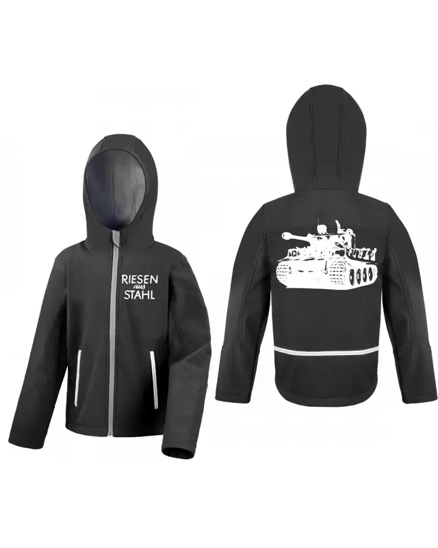 Bestickte Kinder Softshell Kapuzenjacke (Riesen aus Stahl) Bild 3