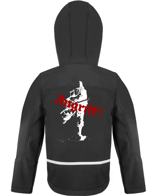 Bestickte Kinder Softshell Kapuzenjacke (Soldat, Angriff) Bild 2