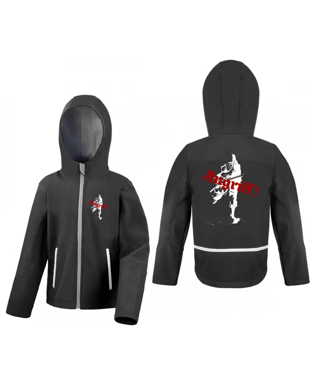 Bestickte Kinder Softshell Kapuzenjacke (Soldat, Angriff) Bild 3
