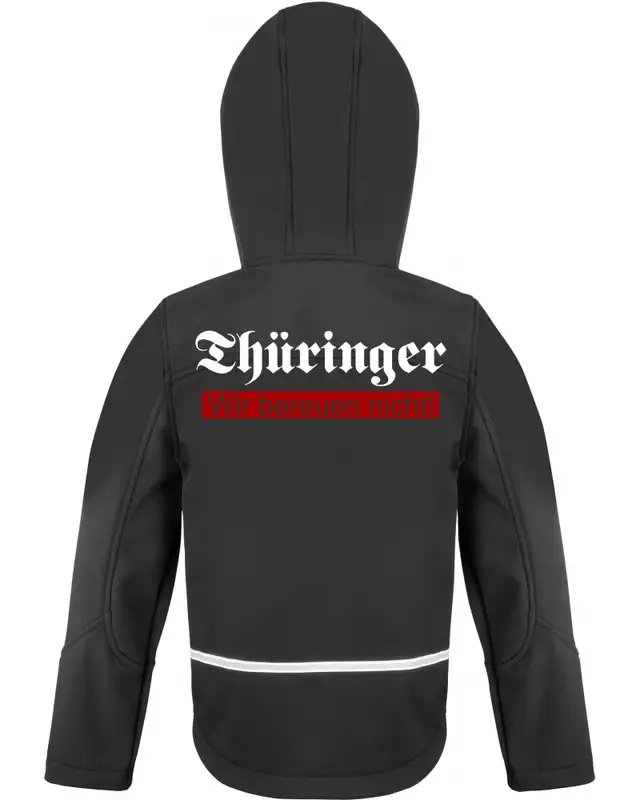 Bestickte Kinder Softshell Kapuzenjacke (Thüringer, wir bereuen nicht) Bild 2