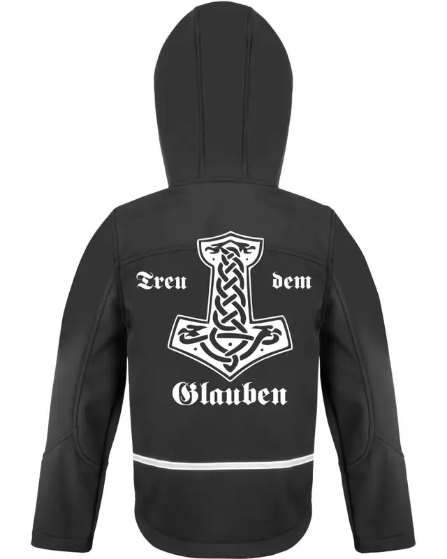 Bestickte Kinder Softshell Kapuzenjacke (Treu dem Glauben) Bild 2