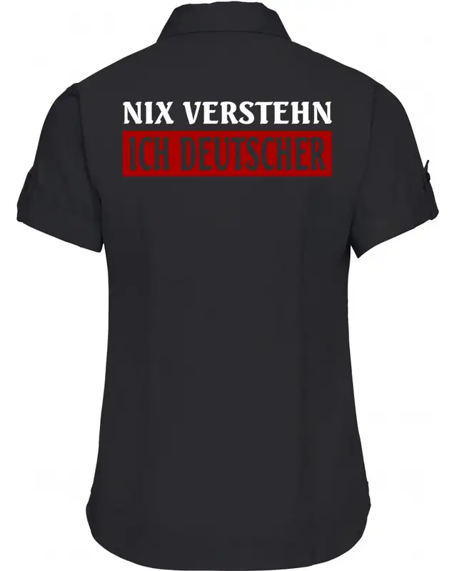 Bestickte kurzarm Damenbluse (Nix verstehen, ich deutscher) Bild 2