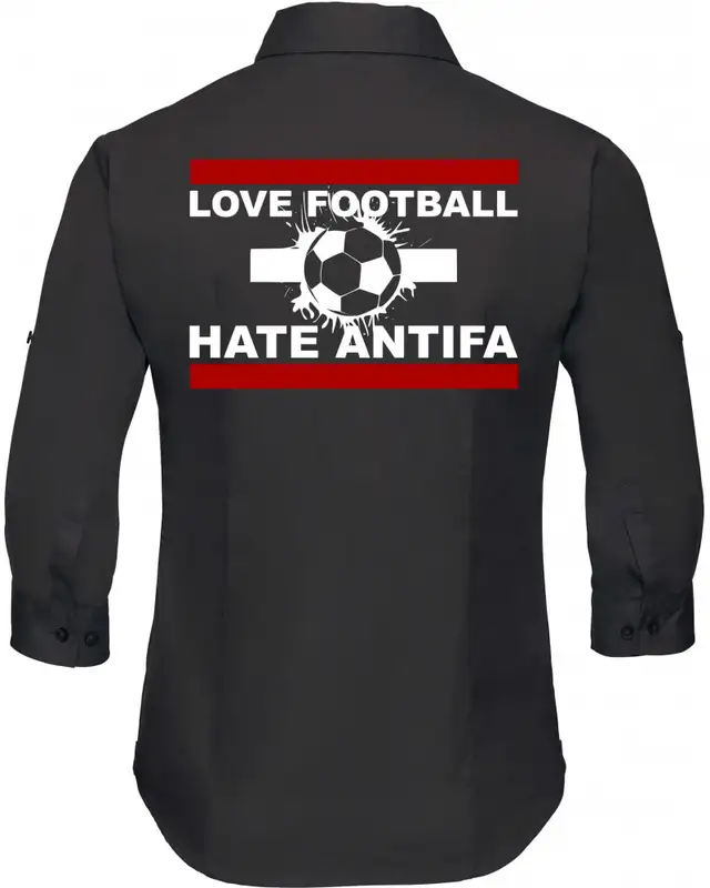 Bestickte langarm Damenbluse (Love Football hate Antifa) Bild 2