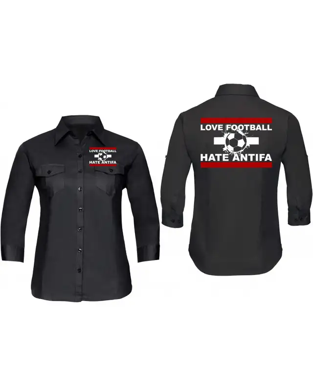 Bestickte langarm Damenbluse (Love Football hate Antifa) Bild 3