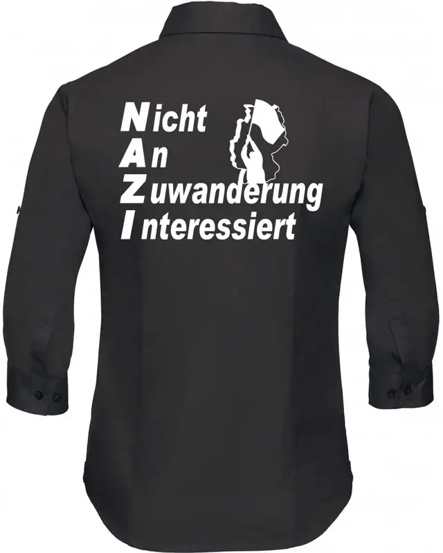Bestickte langarm Damenbluse (Nicht an Zuwanderung interessiert, Fahne) Bild 2