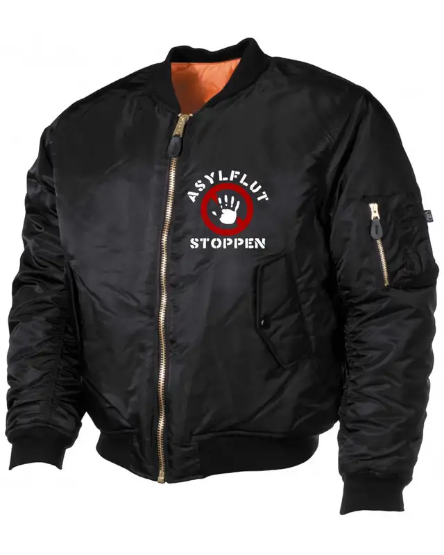 Bestickte MA1 Bomberjacke (Asylflut stoppen)