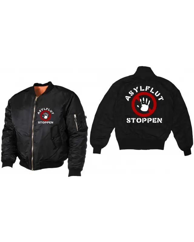 Bestickte MA1 Bomberjacke (Asylflut stoppen) Bild 3