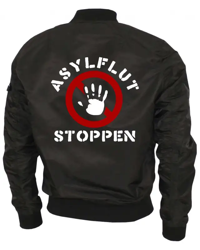 Bestickte Ma1 Bomberjacke "Leichtversion" (Asylflut stoppen) Bild 2