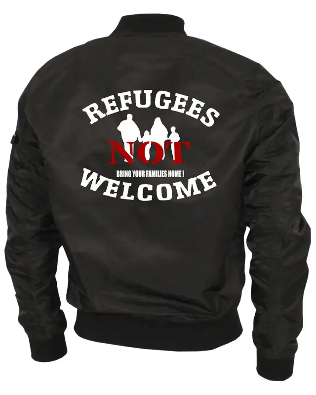 Bestickte Ma1 Bomberjacke "Leichtversion" (Refugees not welcome) Bild 2