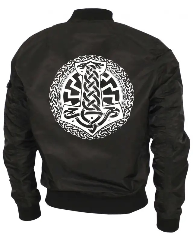 Bestickte Ma1 Bomberjacke "Leichtversion" (Schwarze Sonne, Thorhammer) Bild 2