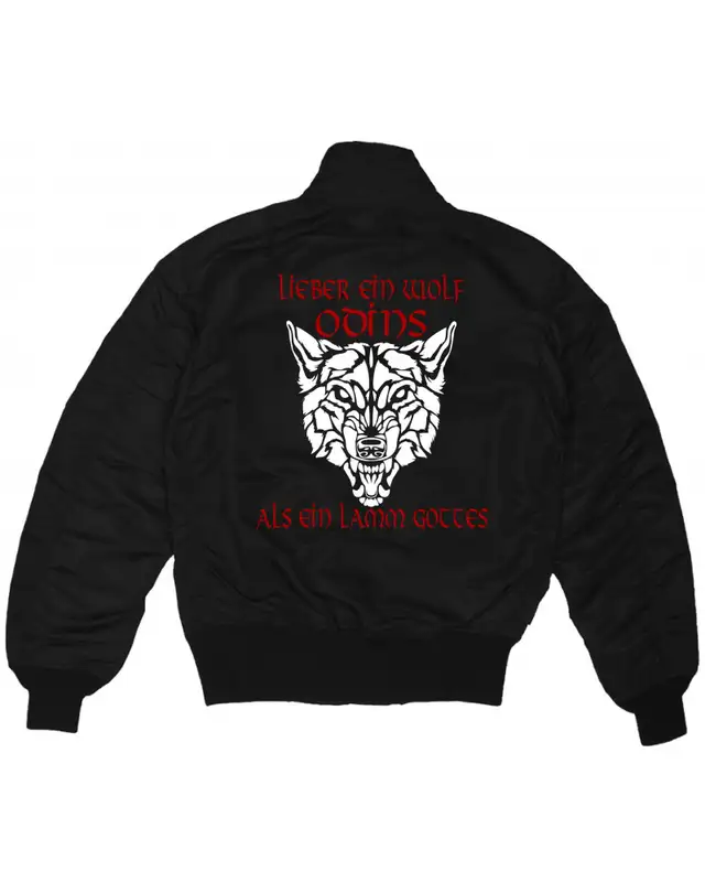 Bestickte MA1 Bomberjacke (Lieber ein Wolf Odins als ein Lamm Gottes) Bild 2